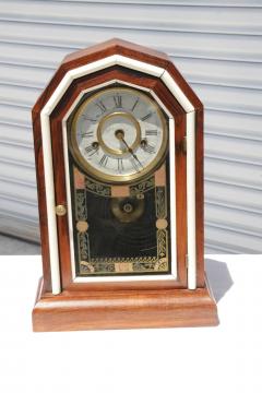 The New Haven Clock Company Antique Rosewood New Haven Clock Co Mantle Clock - 4215229