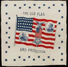 The Old Flag and Protection Benjamin Harrison Campaign Handkerchief 1888 - 3913712