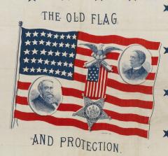 The Old Flag and Protection Benjamin Harrison Campaign Handkerchief 1888 - 3913713