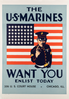 The U S Marines Want You Vintage WWII Recruitment Poster 1940 - 3540545