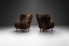 Theo Ruth Theo Ruth Lounge Chairs Upholstered in Brown Sheepskin Netherlands 1960s - 3717475