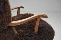 Theo Ruth Theo Ruth Lounge Chairs Upholstered in Brown Sheepskin Netherlands 1960s - 3717481
