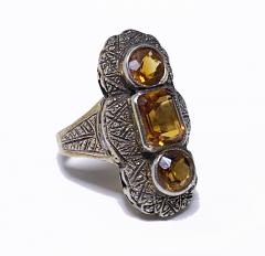 Theodor Fahrner attributed Art Deco Silver and orange stone Ring C 1920 - 1689313