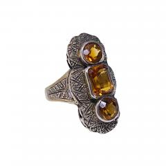 Theodor Fahrner attributed Art Deco Silver and orange stone Ring C 1920 - 1693576