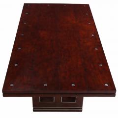Theodore Alexander Large Mahogany Slab Table With Chrome Accents - 4513379