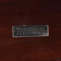 Theodore Alexander Large Mahogany Slab Table With Chrome Accents - 4513384