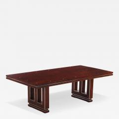 Theodore Alexander Large Mahogany Slab Table With Chrome Accents - 4513822