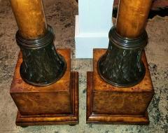 Theodore Alexander Pair of Biedermeier Style Burl Yewood and Bronze Mounted Pillars - 1707918