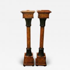 Theodore Alexander Pair of Biedermeier Style Burl Yewood and Bronze Mounted Pillars - 1709522