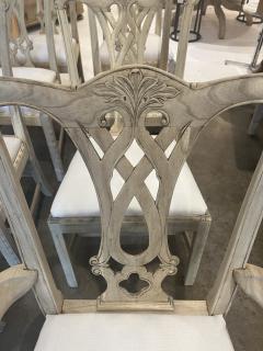 Theodore Alexander Set of 8 Bleached Mahogany Theodore Alexander Rococo Style Chippendale Chairs - 4347926