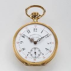 Theodore B Starr Antique Pocket Watch Enamel 18kt Gold Vacheron Constanitine manufactured - 4721636