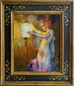 Theodore N Lukits Nude Dancer with Ornate Floral Head dress and Japanese Lantern Carnival - 3573156