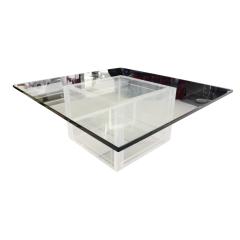 Thick Lucite Coffee Table with Glass Top 1970s - 447273