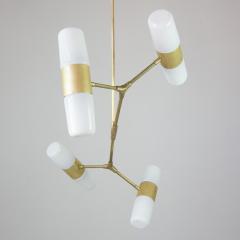 Thierry Jeannot PENDANT LAMP polished brass bronze 60ies glass shades - 943708