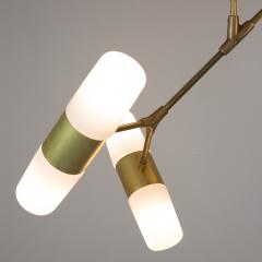 Thierry Jeannot PENDANT LAMP polished brass bronze 60ies glass shades - 943725