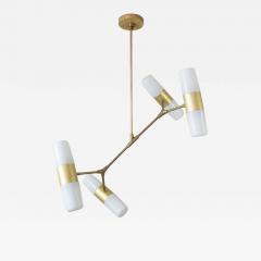 Thierry Jeannot PENDANT LAMP polished brass bronze 60ies glass shades - 945810