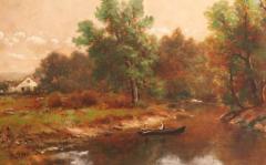 Thomas Bartholomew Griffin Lazy Day 19th Century Oil on Canvas by American Impressionist - 3256094