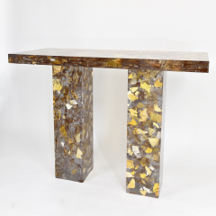 Thomas Brand Console table in resin with sliver leaf inclusions - 910364