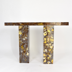 Thomas Brand Console table in resin with sliver leaf inclusions - 910365