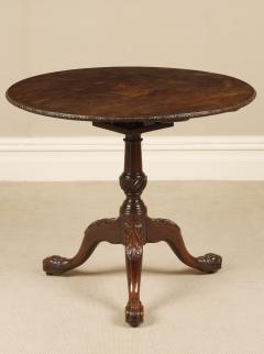 Thomas Chippendale 18th Century Irish Chippendale Cuban Mahogany Carved Circular Tripod Table - 1137597