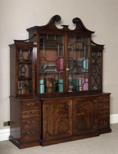 Thomas Chippendale Antique English Fine Georgian Period Library Mahogany Breakfront Bookcase - 1225787