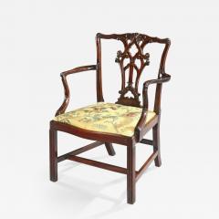 Thomas Chippendale Antique English Fine Pure Chippendale Period Cuban Carved Mahogany Armchair - 1217214