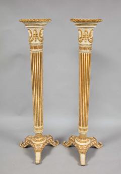 Thomas Chippendale Junior Pair of George III Painted and Giltwood Pedestals - 1926176