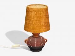 Thomas Hellstr m Swedish Modern Ceramic Fabric Table Lamp Sweden 1970s - 4293111