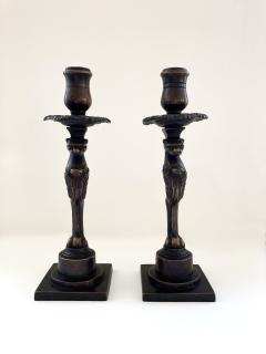 Thomas Hope A Rare Pair of Regency Patinated Bronze Candlesticks - 4738694