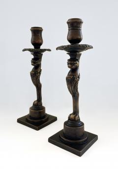 Thomas Hope A Rare Pair of Regency Patinated Bronze Candlesticks - 4738733