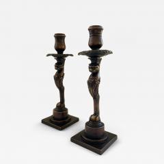 Thomas Hope A Rare Pair of Regency Patinated Bronze Candlesticks - 4738734