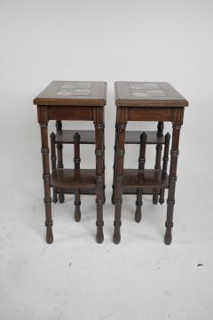 Thomas Jeckyll Thomas Jeckyll A Pair of Anglo Japanese Side Tables Inset with Sunflower Tiles - 4186140