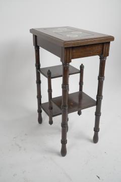 Thomas Jeckyll Thomas Jeckyll A Pair of Anglo Japanese Side Tables Inset with Sunflower Tiles - 4186144