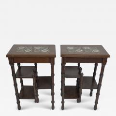 Thomas Jeckyll Thomas Jeckyll A Pair of Anglo Japanese Side Tables Inset with Sunflower Tiles - 4232950