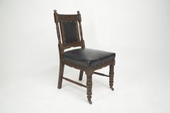 Thomas Jeckyll Thomas Jeckyll Style a Pair Aesthetic Movement Oak Dining Chairs with Sunflowers - 4193304