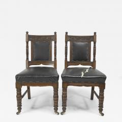 Thomas Jeckyll Thomas Jeckyll Style a Pair Aesthetic Movement Oak Dining Chairs with Sunflowers - 4234462