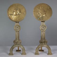 Thomas Jeckyll Thomas Jeckyll attri A Pair of Anglo Japanese Brass Fire Dogs with love birds - 4188773