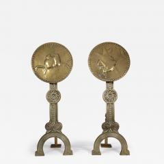 Thomas Jeckyll Thomas Jeckyll attri A Pair of Anglo Japanese Brass Fire Dogs with love birds - 4234553