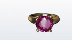 Thomas Kurilla 18 Karat Yellow Gold with 3 63 Carat Pink Sapphire Teardrop Ring - 2346408