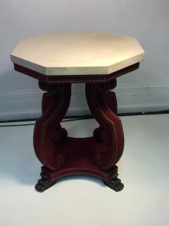 Thomas Messel Alidad Limited HADRIAN OCTAGONAL TABLE IN STUDDED RED VELVET WITH CLAW FEET - 653232