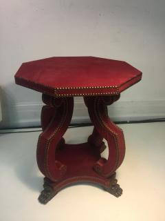 Thomas Messel Alidad Limited HADRIAN OCTAGONAL TABLE IN STUDDED RED VELVET WITH CLAW FEET - 653234