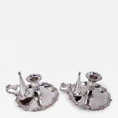 Thomas Ross Pair of English Georgian Regency Sterling Silver Chambersticks 1827 - 4237374