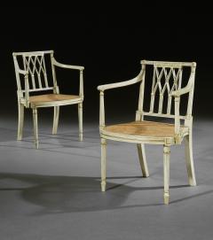 Thomas Sheraton Pair of Antique White and Gilt Painted Armchairs - 1155522