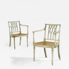 Thomas Sheraton Pair of Antique White and Gilt Painted Armchairs - 1155991