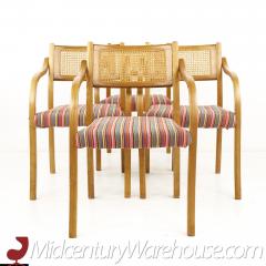 Thonet Style Mid Century Rattan and Bentwood Arm Chairs Set of 4 - 2570182