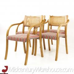 Thonet Style Mid Century Rattan and Bentwood Arm Chairs Set of 4 - 2570184