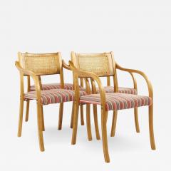 Thonet Style Mid Century Rattan and Bentwood Arm Chairs Set of 4 - 2573020