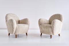 Thorald Madsens Pair of Thorald Madsen Armchairs in Sheepskin and Beech Denmark Mid 1930s - 1940368