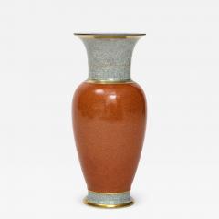 Thorkild Olsen Thorkild Olsen for Royal Copenhagen Terracotta Craquelure and Gilded Vase - 2323398