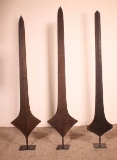 Three African Topoke Sword Currency On Custom Stands - 3446480